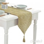 Motifs géométriques modernes chemin de table mariage tassel décoration jaune 160cm - B073LZPYVY